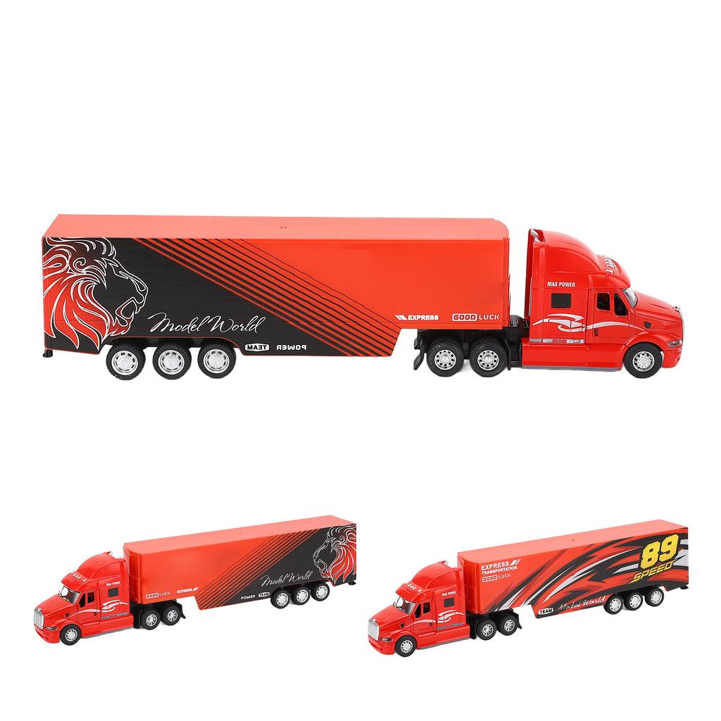 Container Truck Toy with Lights and Sounds Alloy Lifelike Transport Vehicle Model Car for Birthday D
