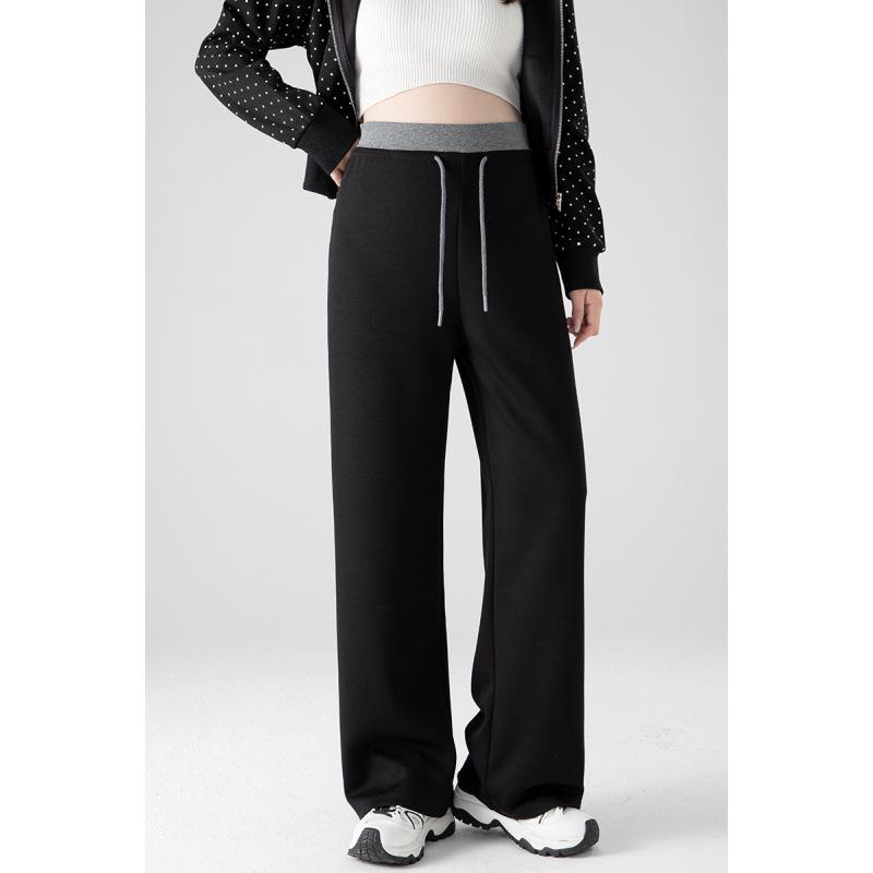 

Spring-Summer 2026 Maternity Wide-Leg Pants: Slimming, Skin-Friendly, Versatile, with Drawstring and Drape Design for Casual Outings XL чорний