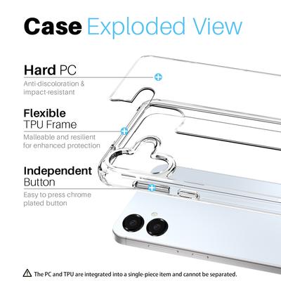 NORTHJO For Samsung Galaxy A06 4G Case Transparent PC+TPU Phone Cover Set with Screen Film+Lens Film