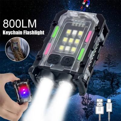 Tragbare Helle Leistungsstarke Taschenlampe LED Multifunktional mit Kappenclip Heckmagnet Arbeitsleuchte EDC Mini Schlüsselanhänger Taschenlampe