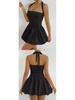 European & American Summer Pleated Backless Lace-up One-Shoulder Princess Dress