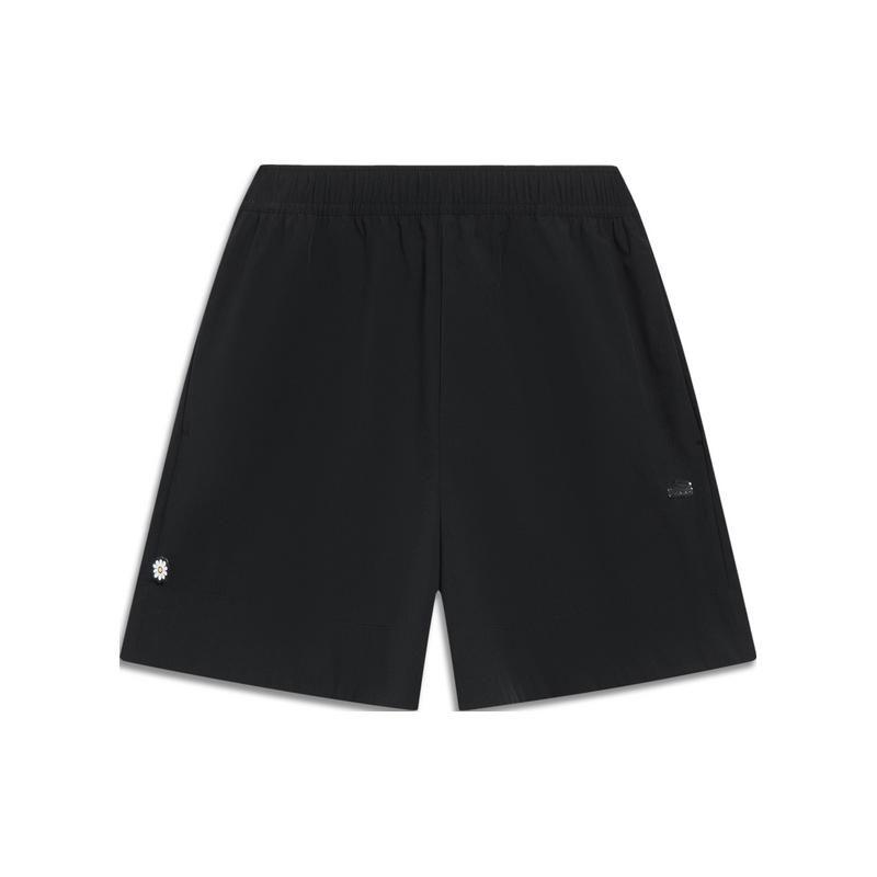 

Li Ning Sports Trend Series однотонные прямые повседневные шорты со средней посадкой, женские шорты черного цвета AKSU678-1 2XL