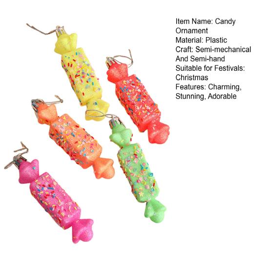 5 Pcs Christmas Candy Ornaments Plastic Candy Cane Christmas Tree Hanging Decor for Xmas Birthday Party Wedding Supplies