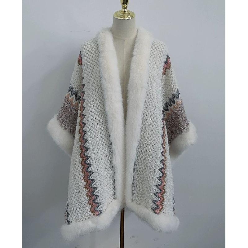 Ethnic Style Fur Shawl Women's Outer Wear Autumn and Winter New Fashionable Stylish High-End Rabbit Fur Collar Scarf Thickened Cape Women