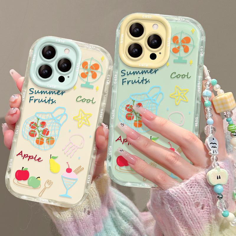 Summer fruit chain is suitable for Apple 16e jelly mobile phone case 13promax cute anti-drop 15 small fresh 14