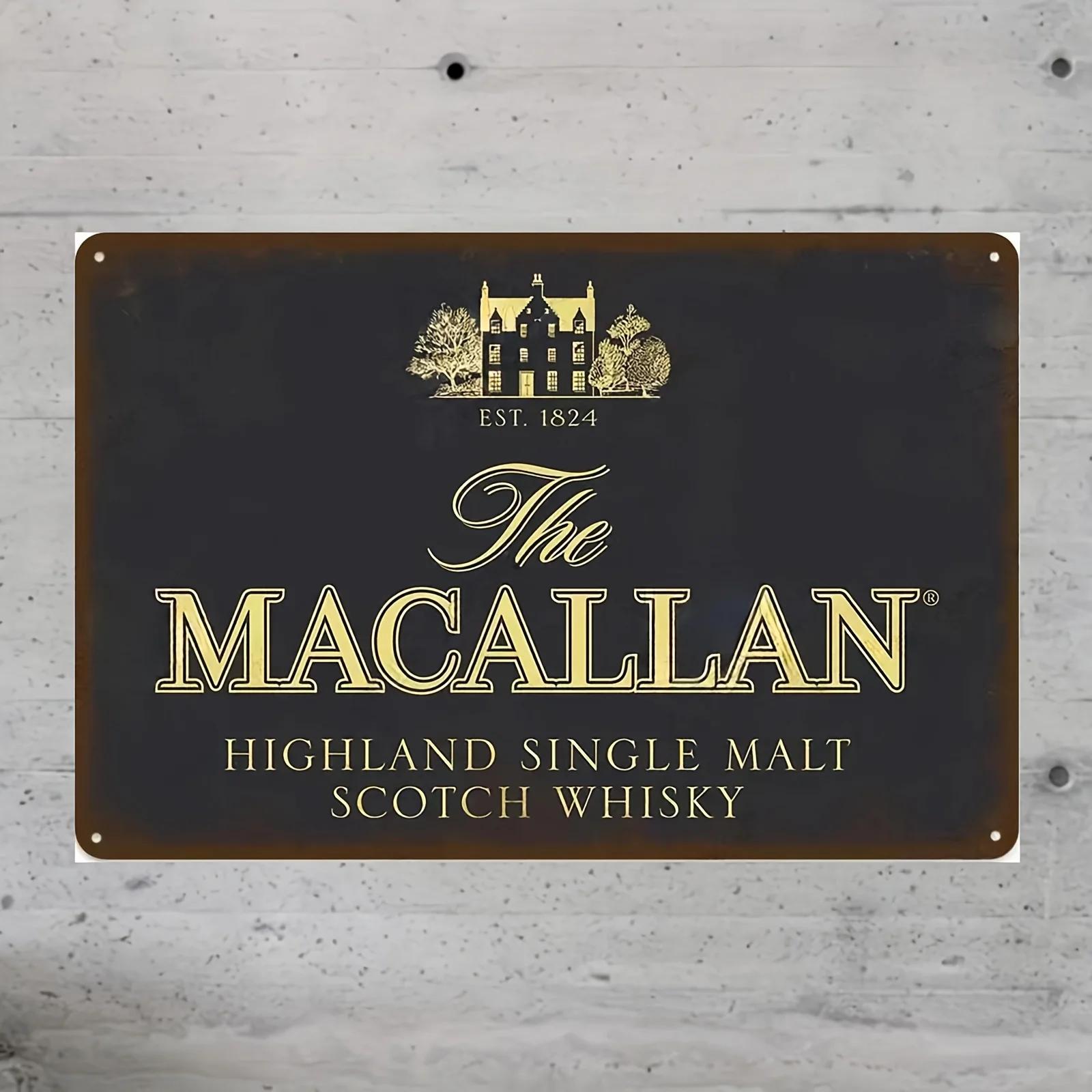 

Vintage Macallan Highland Single Malt Whisky Metal Sign Art Deco Iron Wall Art Retro Aesthetic Bar Pub Decorative Pl 20x30cm