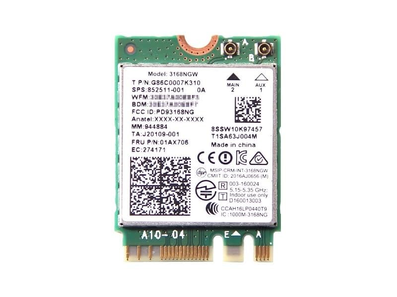 LTDparts Dual Band Wireless-AC 3168 5GHz2.4GHz 433Mbps 802.11ac Wi-Fi + Bluetooth 4.2 M.2 Wireless LAN Card 3168NGW