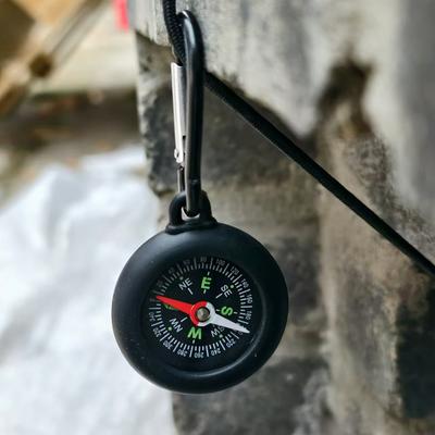 1/5Pcs Bushcraft Compass With Carabiner Hook Life Compass Silicone Camping Pocket Compass For Outdoor Activities