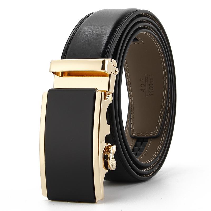 

Мужской ремень Натуральная двухслойная коровья кожа Автоматическая пряжка Высококачественный мужской ремень для брюк Бизнес 110-130CM