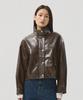 Ahre Enzo Faux Leather Wind Jacket_Brown