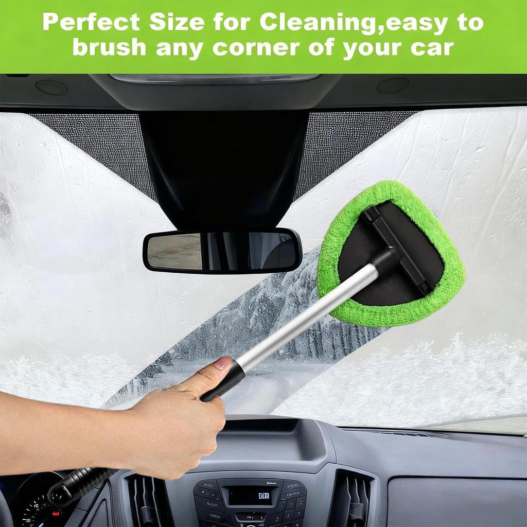 Extendable Windshield Cleaner Tool, Multi-Surface Car Glass & Shower Door Scrubber for Auto Detailing Kitchen Bathroom Home