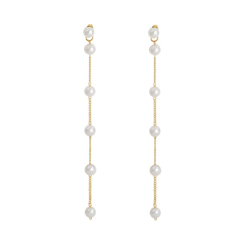 

Sweet Girl Earrings 2020 Korean Version Of The New Temperament Earrings Net Red All-match Pearl Chain Tassel Long Earrings