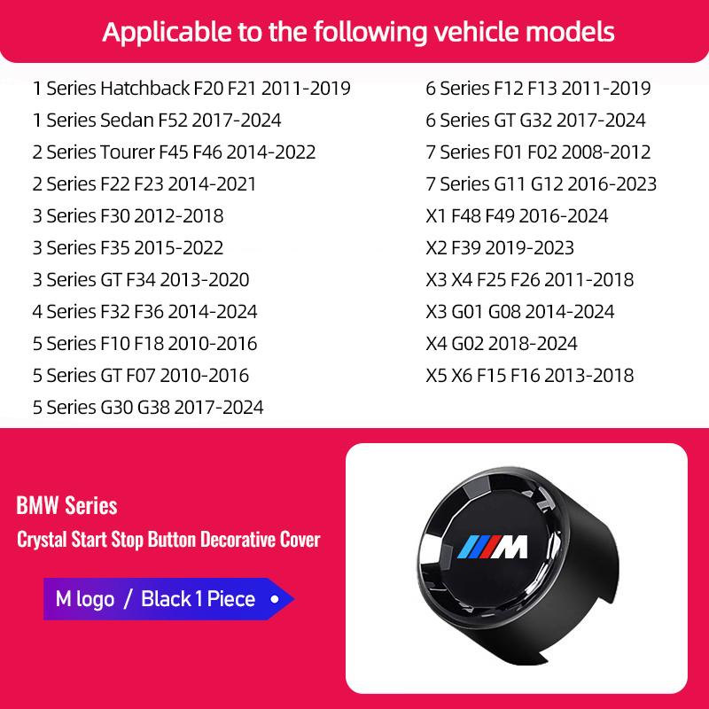 DKHN5 Crystal Car One Click Start Button For BMW M Power 3 Series E90 E92 F30 F35 G20 F10 G30 G28  ABS Engine Start Stop Cover Trim