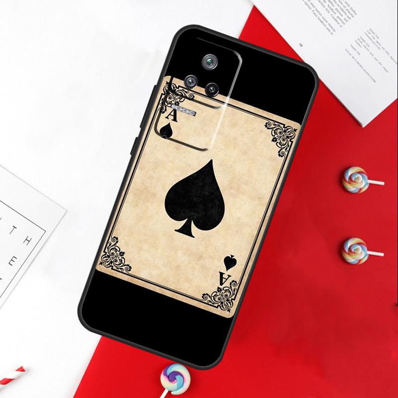 Ace of Spades Poker Card Cover For Xiaomi 14T 11T 12T 13T Pro 13 14 15 Ultra POCO X7 Pro X3 X5 X6 F5 F6 M6 Pro Case