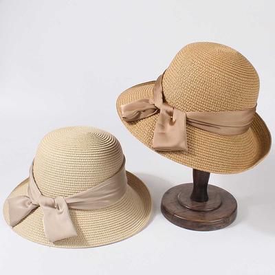 1PC New Summer Women Sun Hat Casual Fashion Bowtie Fisherman Hat Straw Hat with Bow Ribbon Travel Beach Hat CJCYMZ050