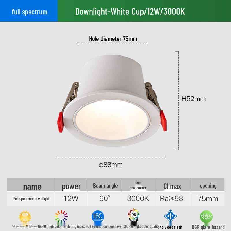 Ultra-Narrow Edge Recessed Anti-Glare Downlight for Living Rooms and Aisles