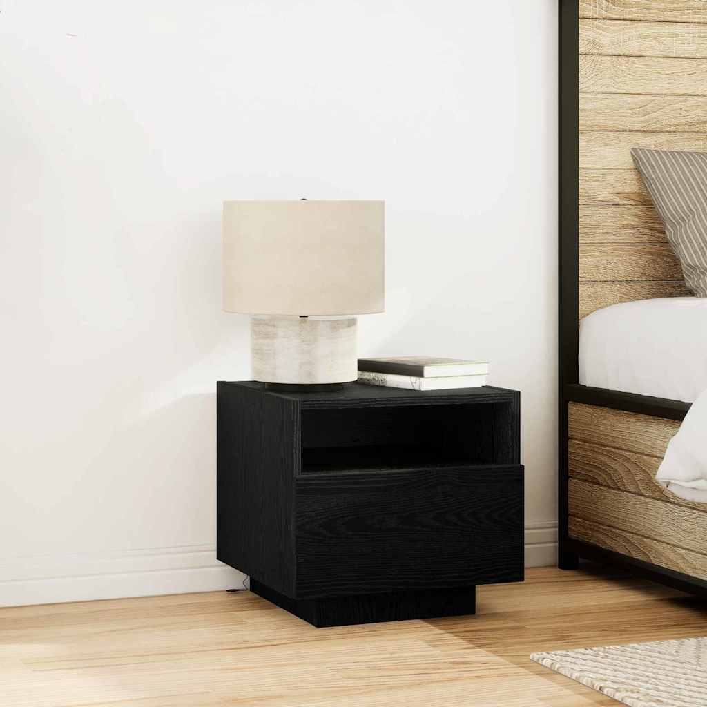 Nightstand Black Oak Look 40 x 39 x 37 cm Engineered Wood