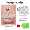 DIY Framed Pearl Painting Kit with Elegant Swan in Bathtub 5D Sparkling Bead Art Canvas Ready to Display Home Decor Modern Gift Idea