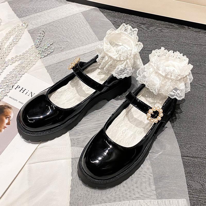 

Новые лоферы, женская обувь, толстый каблук, толстая подошва, ретро студенческий стиль, туфли JK, туфли Мэри Джейн, большие размеры, маленькие кожаные женские туфли 43 чёрный