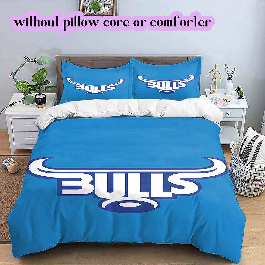 The Bulls rugby Pattern Bedding,Quilt Set Quilt Cover Pillowcase Home Birthday Gift (1*duvet cover+2*pillowcase,without core)