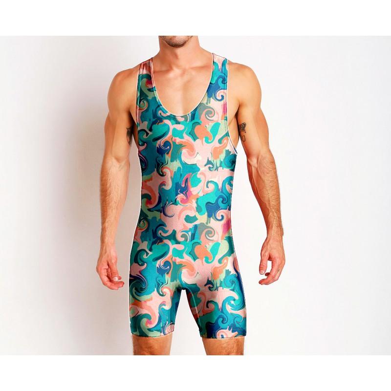 Mens Wrestling Suit One-piece Swimsuit Fitness Gym Workout Clothes Lightweight Breathable Weightlifting Training