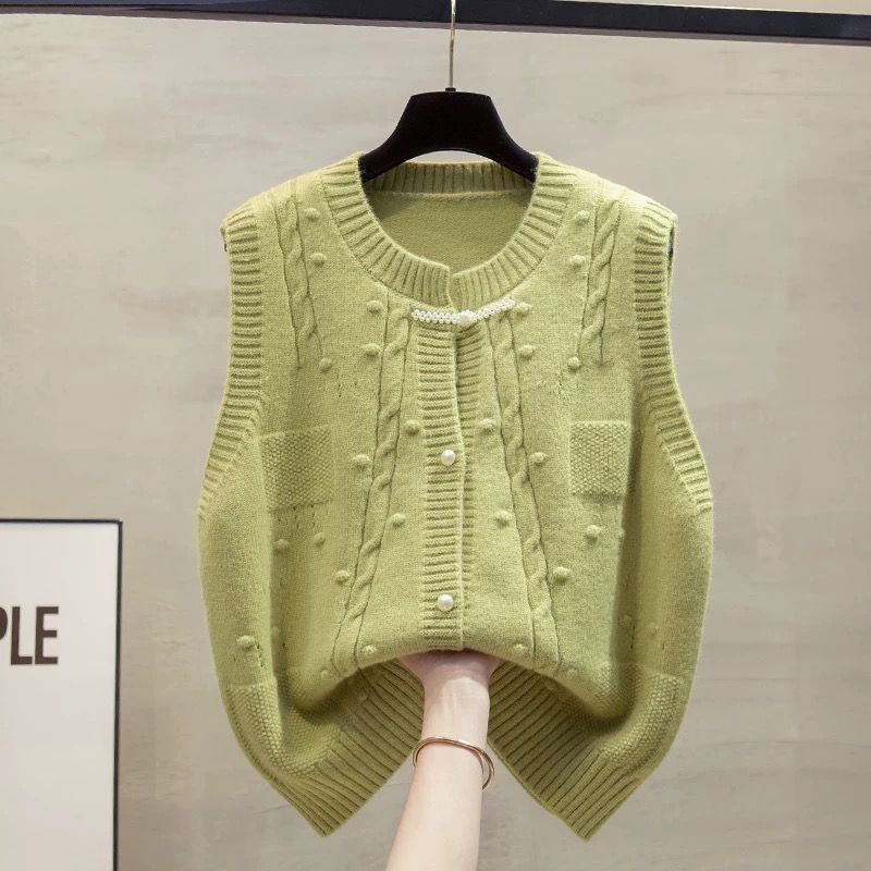 Designer-style Small Knitted Vest Women's Autumn and Winter Chinese National Style Sleeveless Vest Waistcoat Cardigan Coat