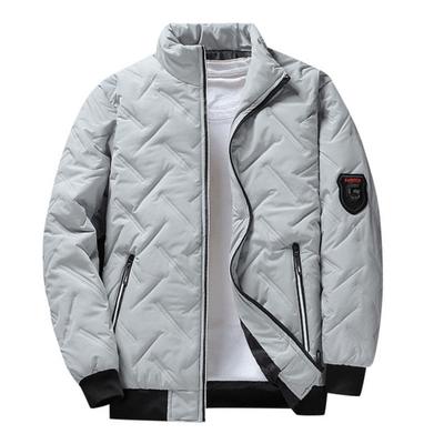 Men Coat Fashionable Solid Color Winter Jacket Zipper Closure Stand Collar Coat with Pockets for Autumn Winter