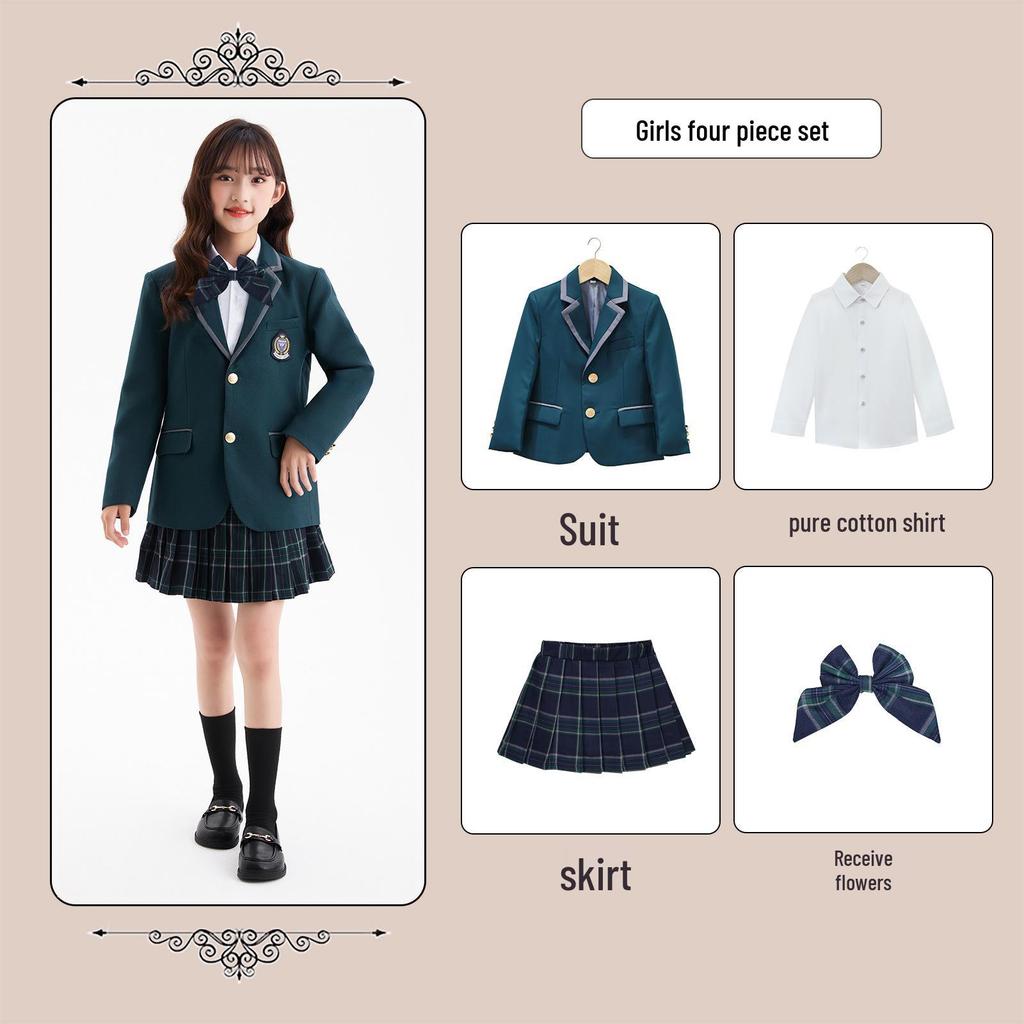 British Style Spring/Autumn Three-Piece Kindergarten & Primary School Uniform Set