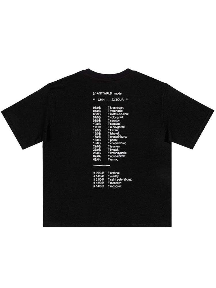 Men TShirt Antiwrld Tour Letter Oversized Cotton Short Sleeve Tees Tops Harajuku Y2k Streetwear Fashion Vintage Unisex Clothing