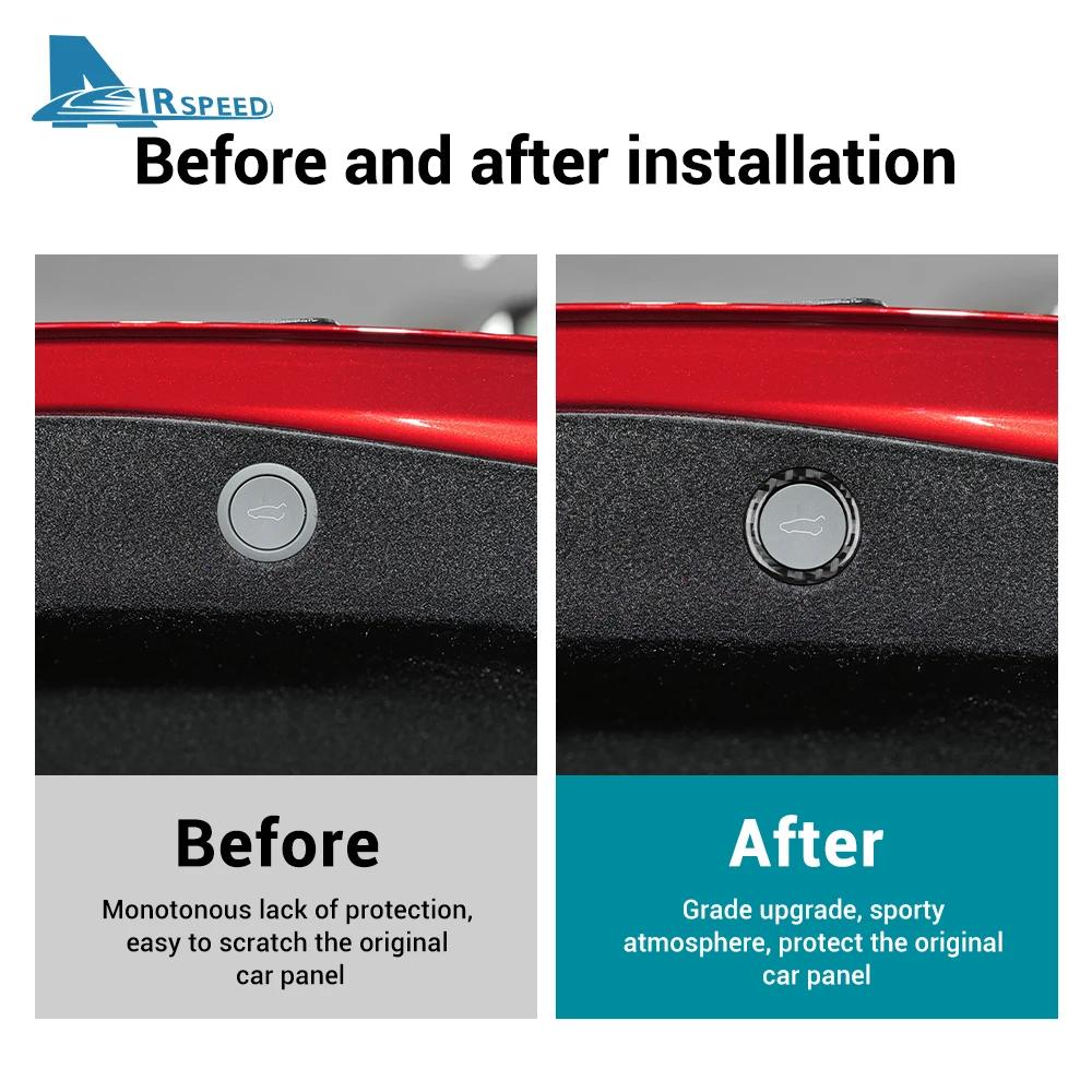For Tesla Model Y Juniper 2025 Model 3 Highland 2024 Real Soft Carbon Fiber Sticker Car Trunk Switch Button Interior Accessories