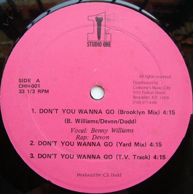 12inch Record BENNY WILLIAMS - Don't You Wanna Go / I Believe In L CHH001 Studio One US Reggae, Ska & Dub Used