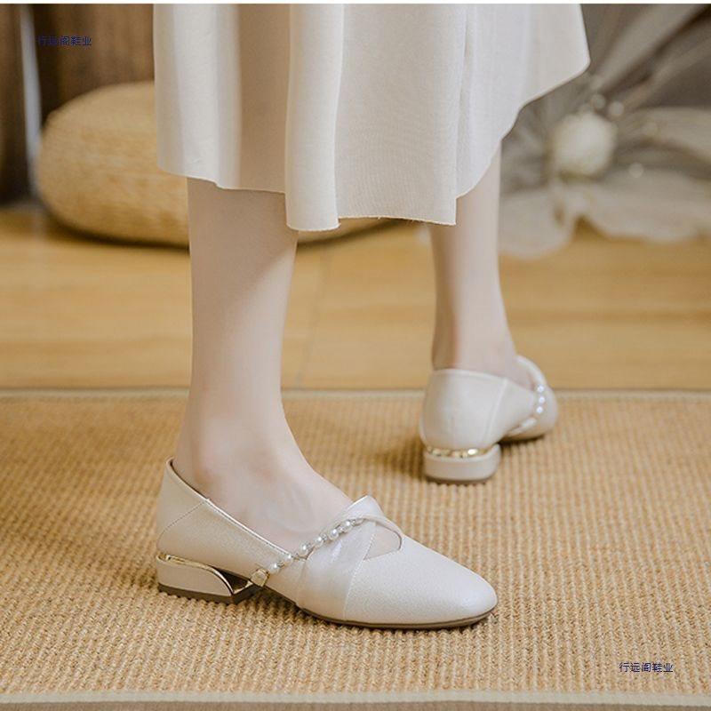 Mary Jane women's shoes new summer mid-heel skirt thick heel single shoes women's soft sole not tired feet Doudou shoes
