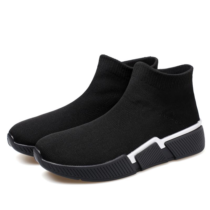 High Cut Thick Soled Men's Shoes Sports Shoes Fashionable Lightweight Men's  Fashionable Black Breathable Men's Socks Shoes