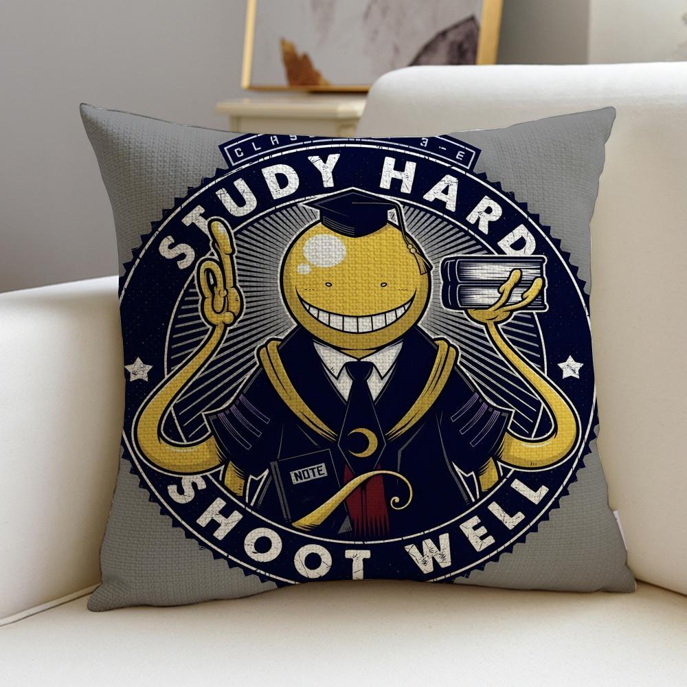 Fun AAssassination ClassroomS Cushion Cover Breathable and skinfriendly linen pillowcase square removable and washable cushion