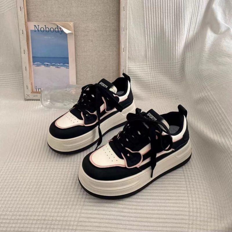 Fashion School Women Student Casual Shoes Autumn Lace-up Platform Woman's Skateboard Shoes Outdoor Wear-resistant Flats Sneakers Korean