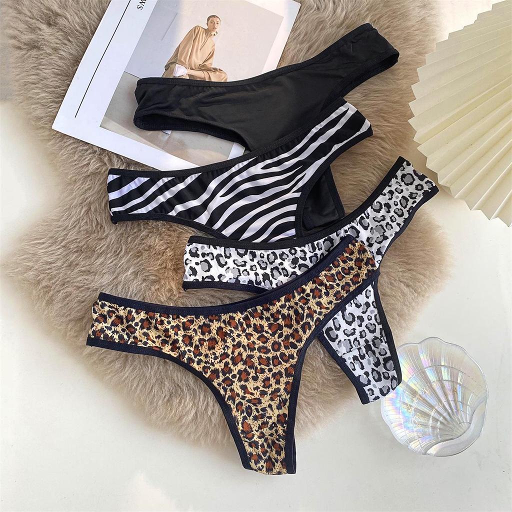 Women's Low-Rise Leopard & Zebra Thong Cutout Panties