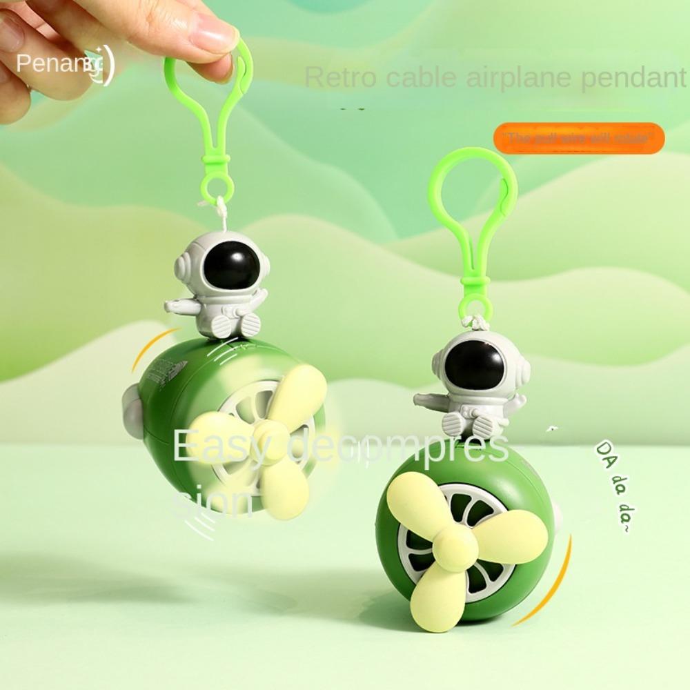 Exquisite Dinosaur Toy Keychain Pulling Rope Rotating Helicopter Pendant Astronaut Key Ring Girl