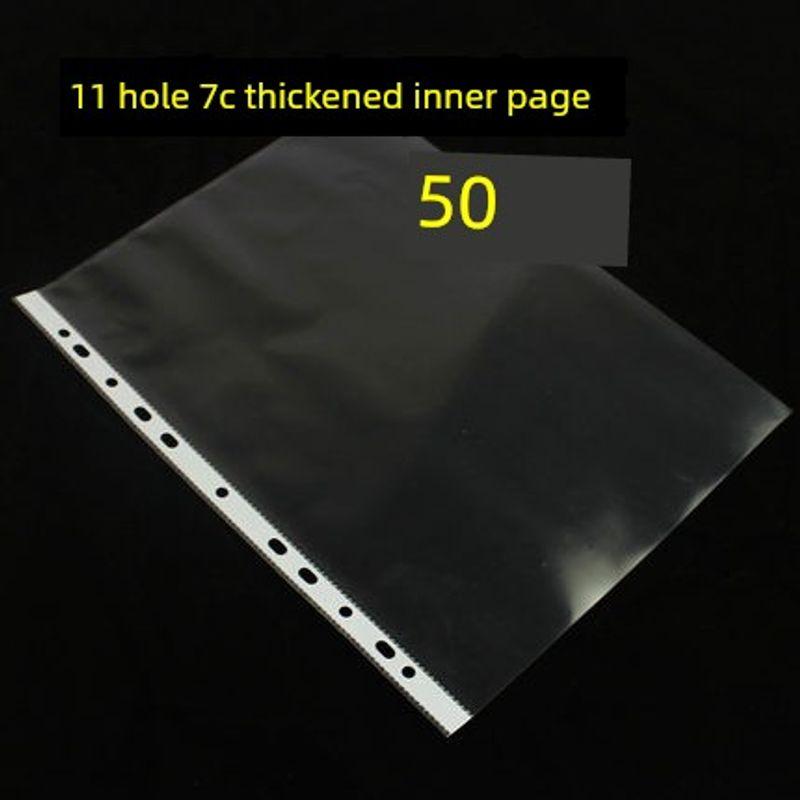 Large-Capacity A4 Folder 2-Hole Punch Loose-Leaf Binder File Storage Folder File Binder Two-Hole Folder Lever Arch File 11 Holes 7C Thickened Inner Pages 50 Sheets