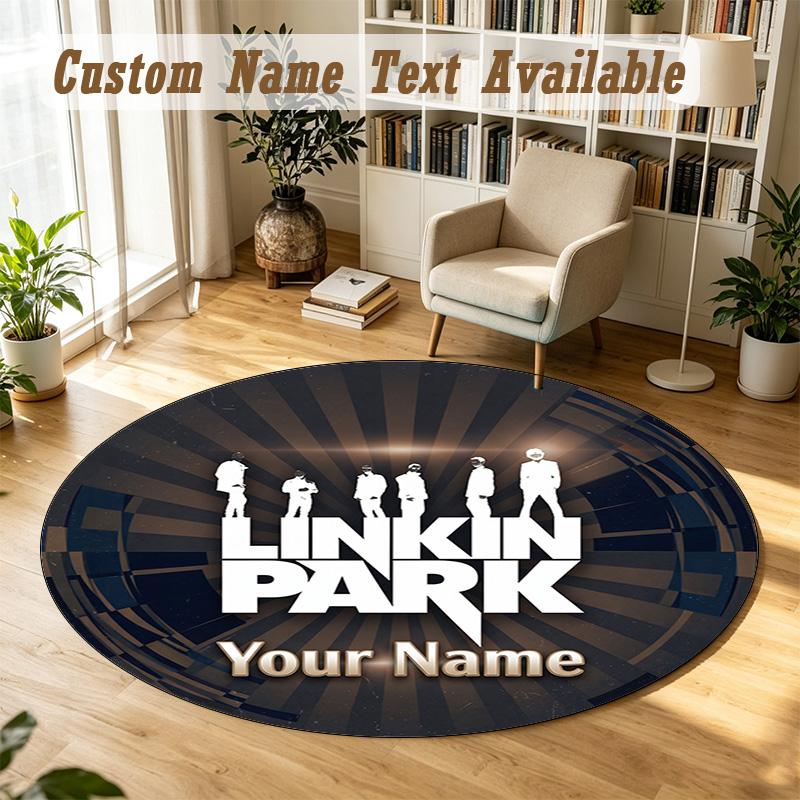 Round Rug Custom NameLinkin Park Pattern Non Slip Carpet Home Floor Decor