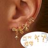 Ocean Series Flower Starfish Bow Shell C-Shaped Earrings Sets for Women Retro High-End Sweet Earrings Vacation Jewelry Accessory