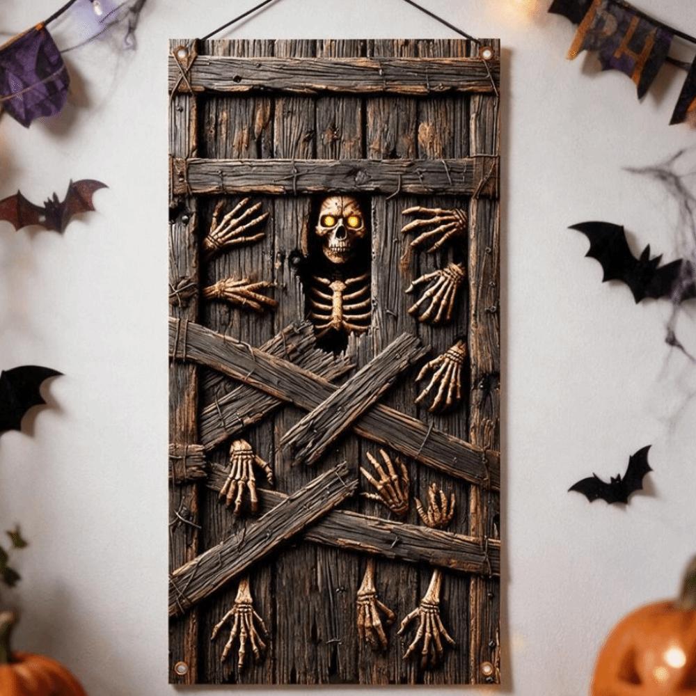 Realistic Halloween 2D Door Banner Rectangular Halloween Background Banner  Front Door
