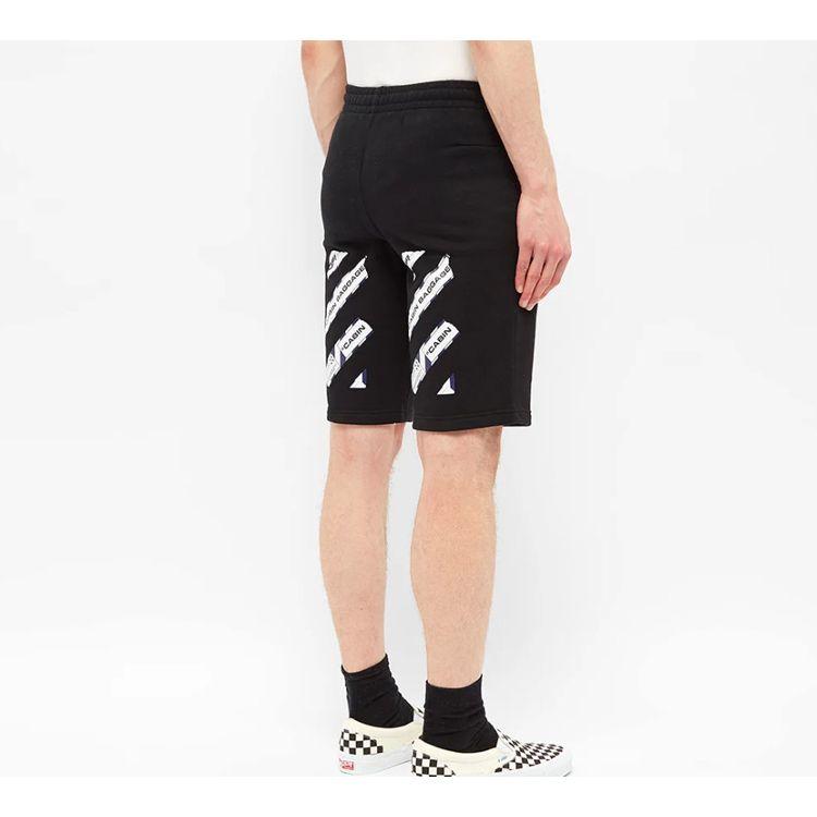 Off-White Airport Tape Sweatshort Black/Multicolor Men Streetwear OMCI006S20E300031088