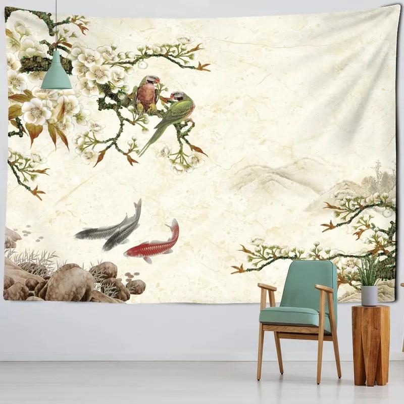 Home Wall Decoration Tapestry Flower and Bird Painting Mural Hanging Cloth Office Living Room Tapestry