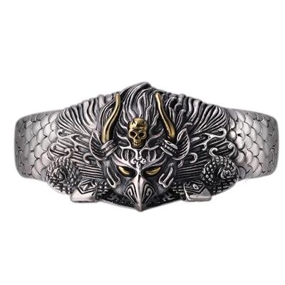 Retro Thais Zilver Heren Dominante Dapeng Vogel Overdreven Wijd Open Armband
