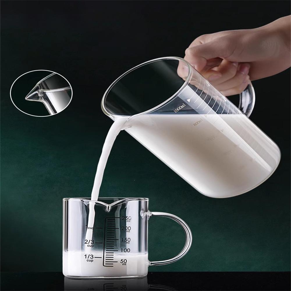 1pcs Glass Measuring Cup With Handle 250/350/500/1000ml High Borosilicate Glass Milk Coffe Measuring Mug Heat-resistant Cup