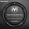 Dodge Steering Wheel Cover - Genuine Leather & Carbon Fiber, Universal Fit for All Seasons