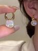 Gold Color Pearl Studs Hoop Earrings for Women Gold Color Eardrop Minimalist Hoops Wedding Fashion Jewelry Dropshipping