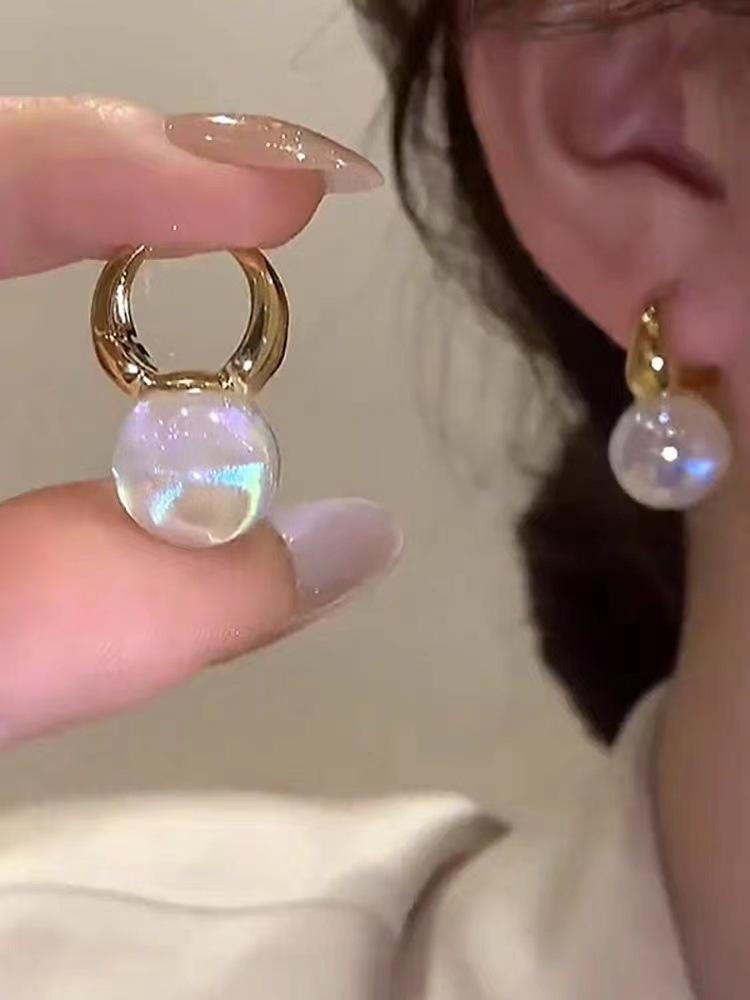 Gold Color Pearl Studs Hoop Earrings for Women Gold Color Eardrop Minimalist Hoops Wedding Fashion Jewelry Dropshipping