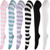 6 Pairs High Thigh Socks Striped Over Knee Thin Tights Long Stocking Knee High