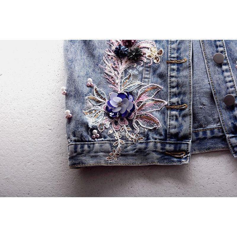 Cowboyweste Heavy Industry Nail Bead Ärmellose Schulteraufkleber Jeansjacke Damen Turndown-Kragen Top Einreihige Schnalle Neue Mode Herbst